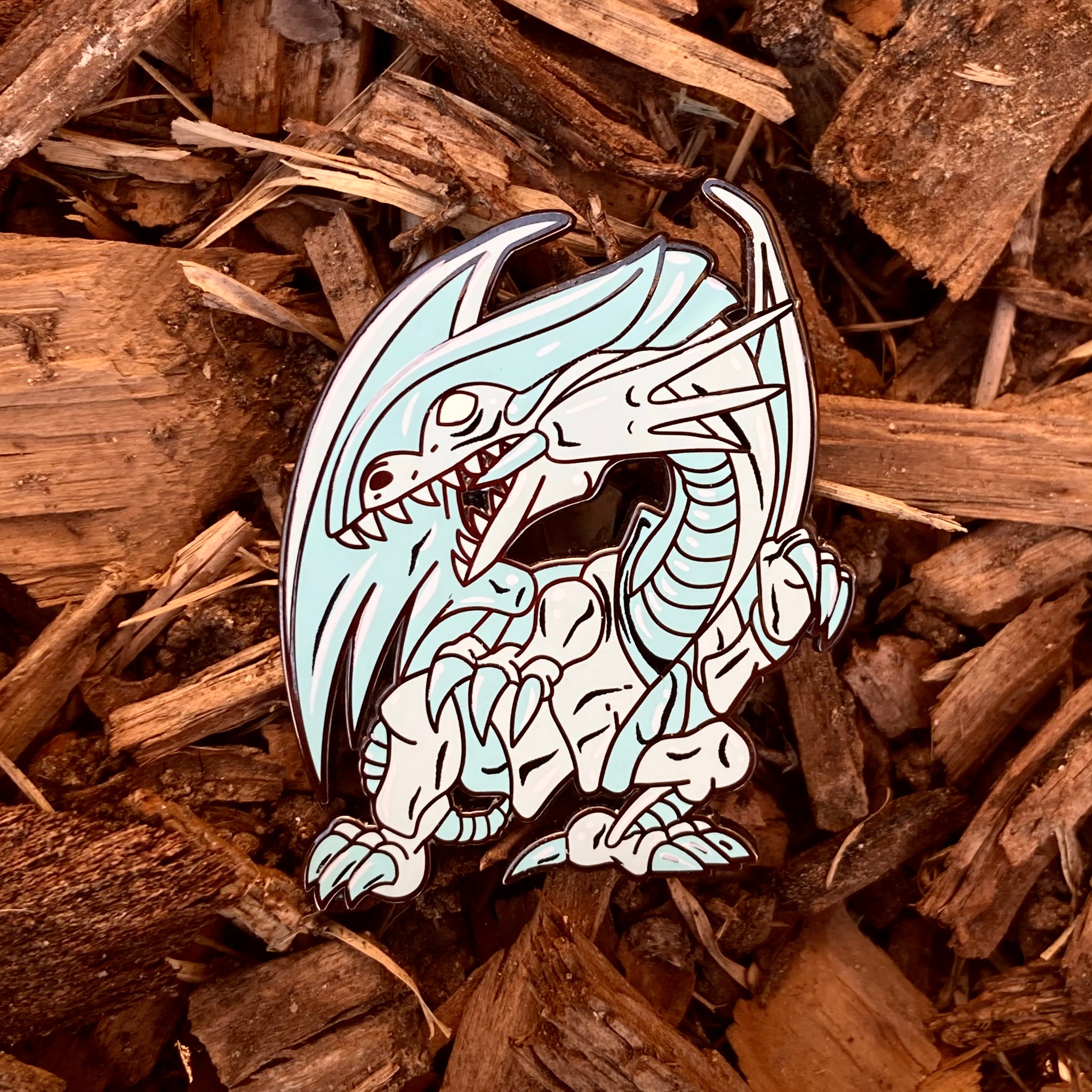 Yotd popular white dragon kija glitter enamel pin